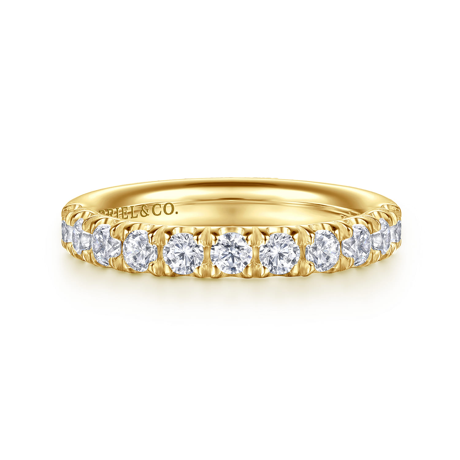 Straight Wedding Ring in 14k Yellow Gold with Round Natural Diamond at Gabriel & Co. - Shot 1