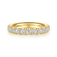 Avignon - 14K Yellow Gold 11 Stone French Pave Set Diamond Anniversary Band