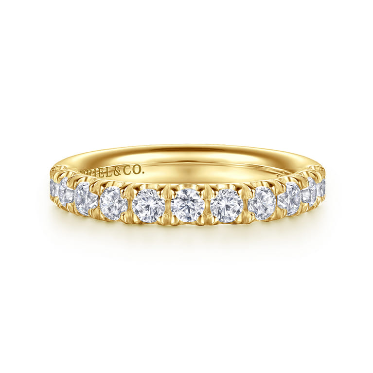 Straight Wedding Ring in 14k Yellow Gold with Round Natural Diamond at Gabriel & Co. - Shot 1