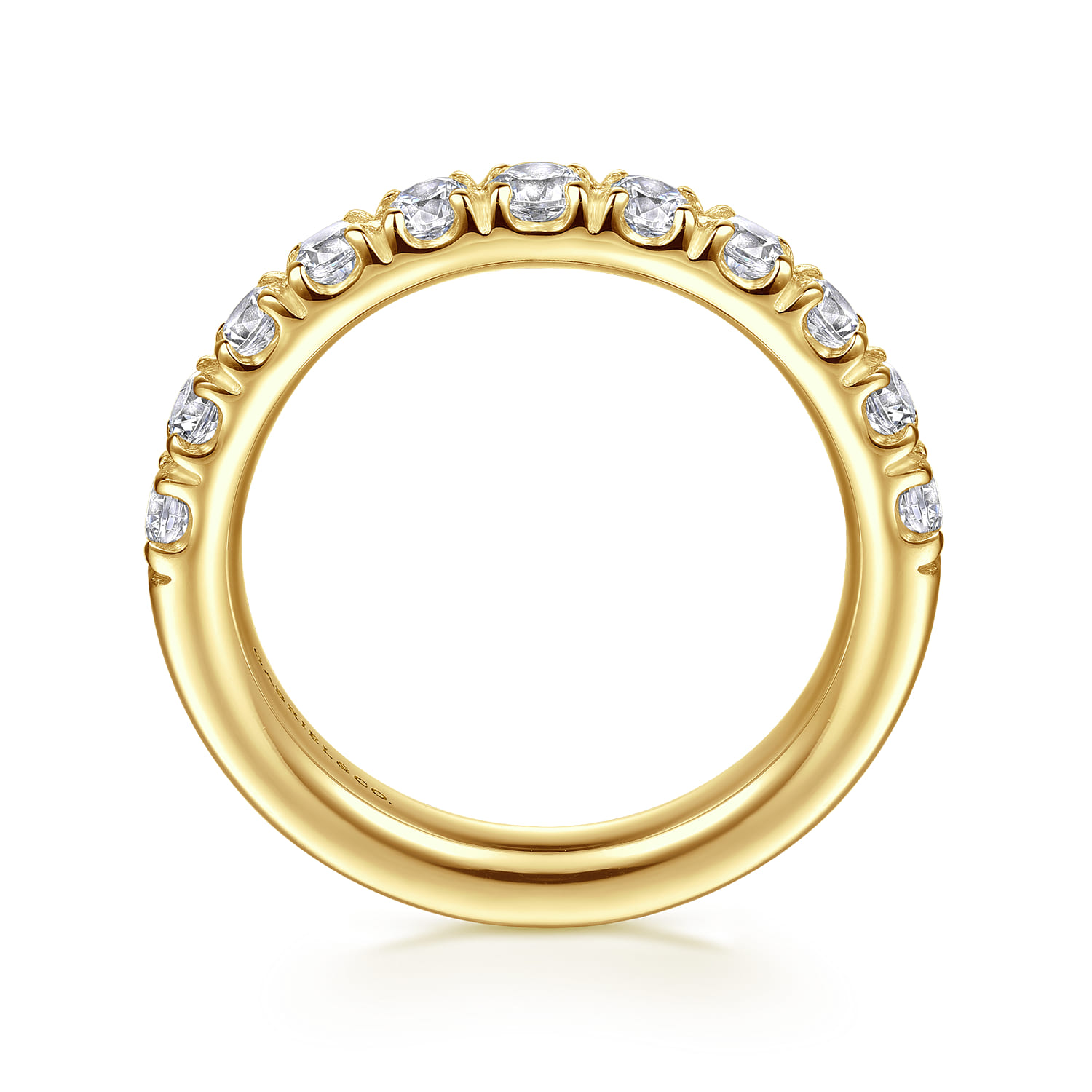 Straight Wedding Ring in 14k Yellow Gold with Round Natural Diamond at Gabriel & Co. - Shot 2