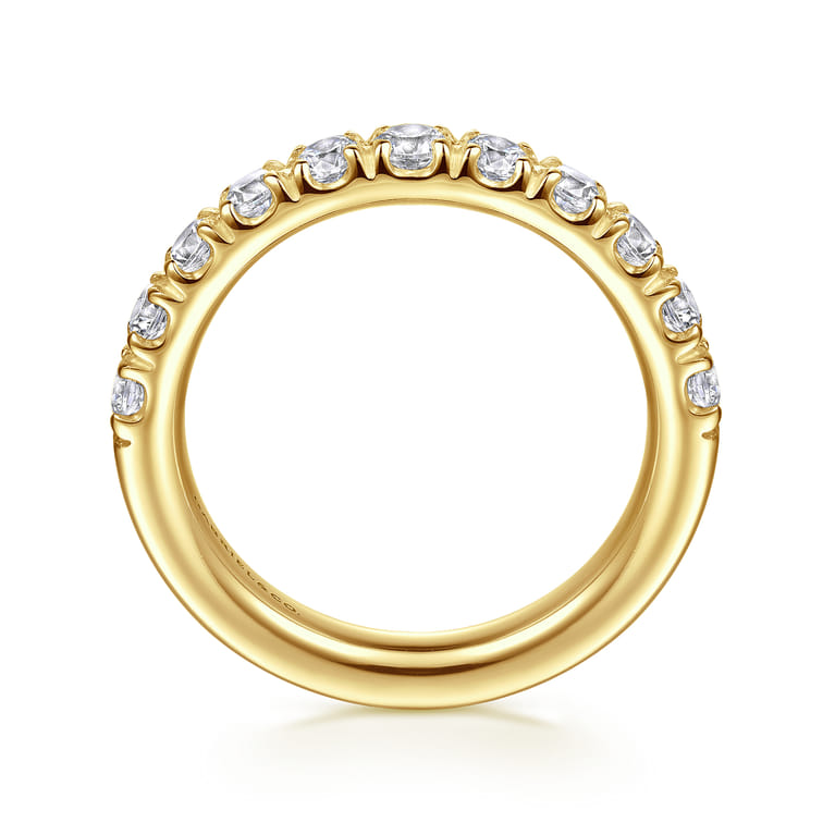 Straight Wedding Ring in 14k Yellow Gold with Round Natural Diamond at Gabriel & Co. - Shot 2