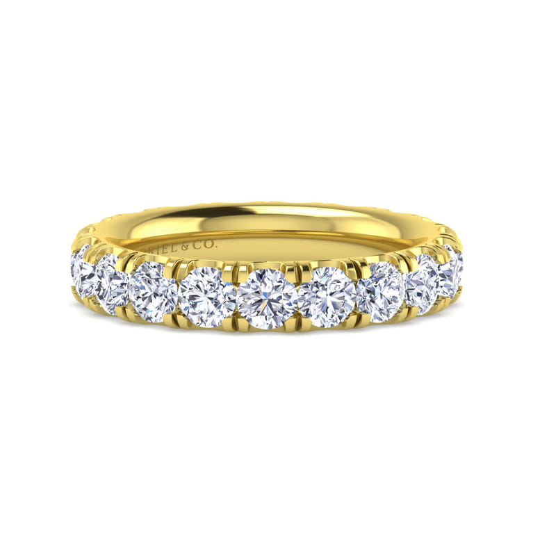 Eternity Band Wedding Ring in 14k Yellow Gold with Round Natural Diamond at Gabriel & Co. - Shot 1