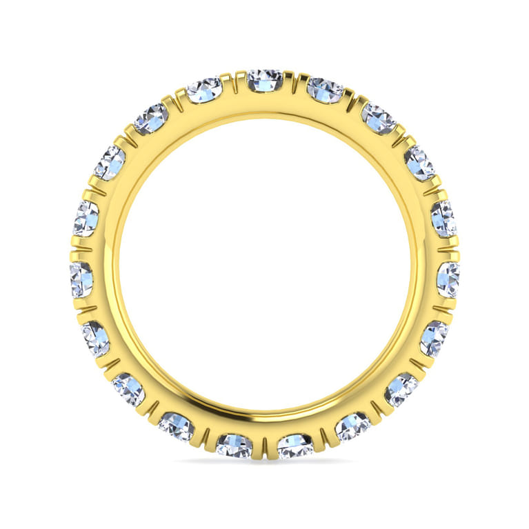Eternity Band Wedding Ring in 14k Yellow Gold with Round Natural Diamond at Gabriel & Co. - Shot 2