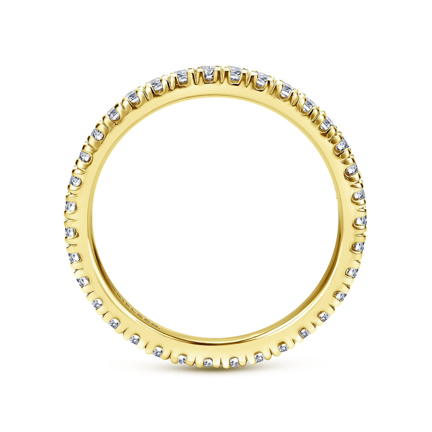 Eternity Band Wedding Ring in 14k Yellow Gold with Round Natural Diamond at Gabriel & Co. - Shot 2