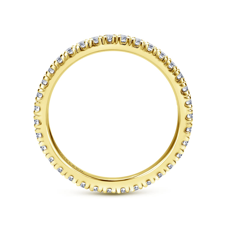 Eternity Band Wedding Ring in 14k Yellow Gold with Round Natural Diamond at Gabriel & Co. - Shot 2