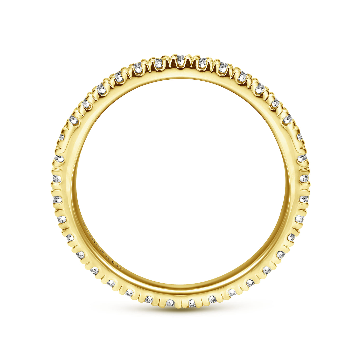 Eternity Band Wedding Ring in 14k Yellow Gold with Round Natural Diamond at Gabriel & Co. - Shot 2