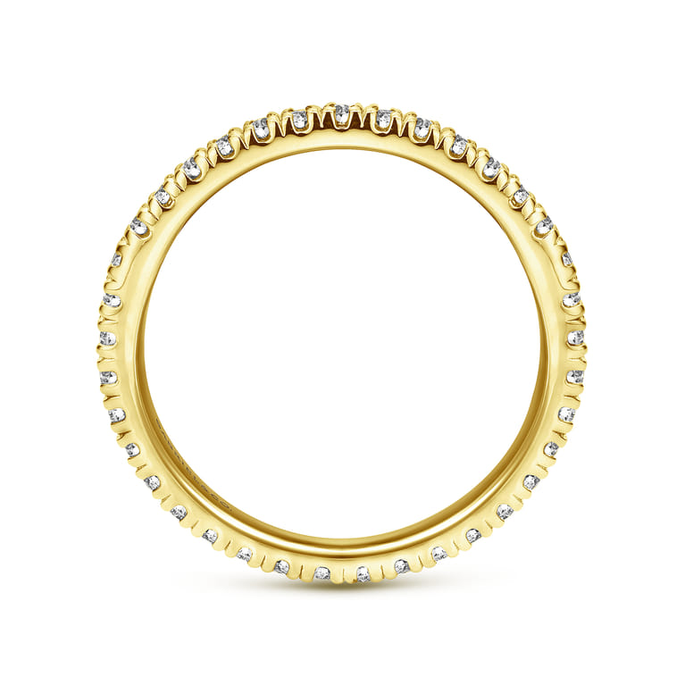 Eternity Band Wedding Ring in 14k Yellow Gold with Round Natural Diamond at Gabriel & Co. - Shot 2