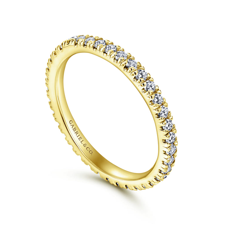 Eternity Band Wedding Ring in 14k Yellow Gold with Round Natural Diamond at Gabriel & Co. - Shot 3