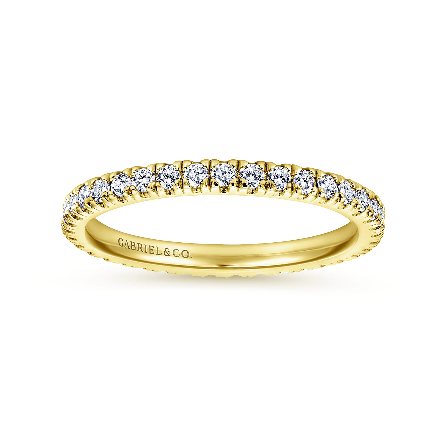 Eternity Band Wedding Ring in 14k Yellow Gold with Round Natural Diamond at Gabriel & Co. - Shot 4