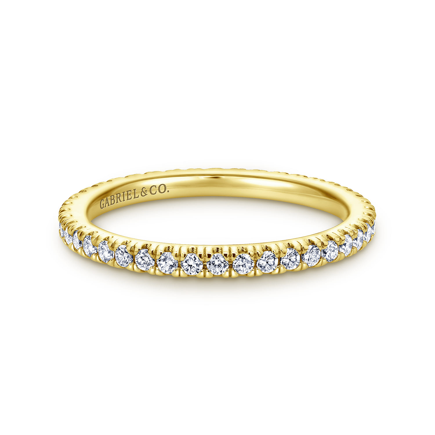 Eternity Band Wedding Ring in 14k Yellow Gold with Round Natural Diamond at Gabriel & Co. - Shot 1