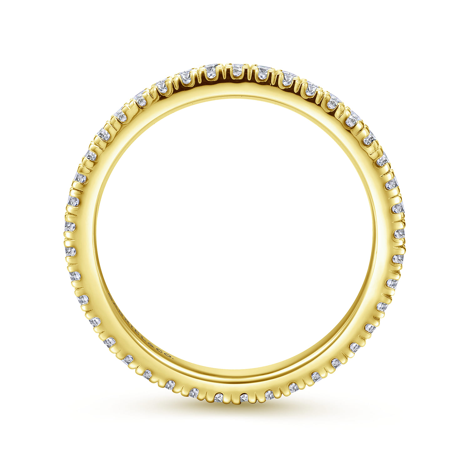 Eternity Band Wedding Ring in 14k Yellow Gold with Round Natural Diamond at Gabriel & Co. - Shot 2