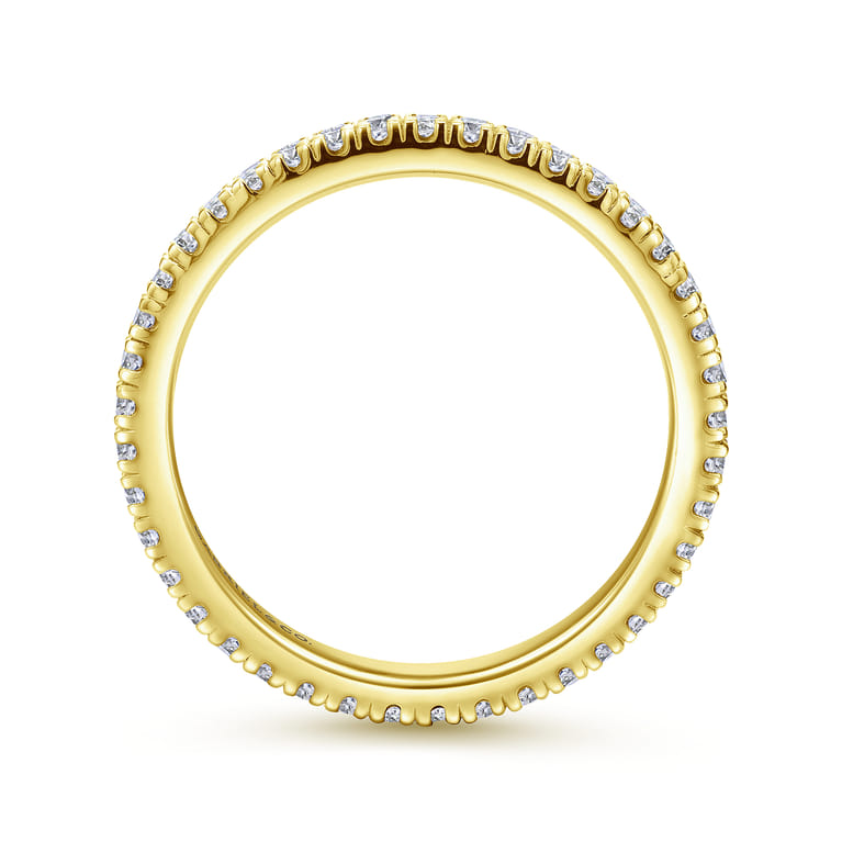 Eternity Band Wedding Ring in 14k Yellow Gold with Round Natural Diamond at Gabriel & Co. - Shot 2