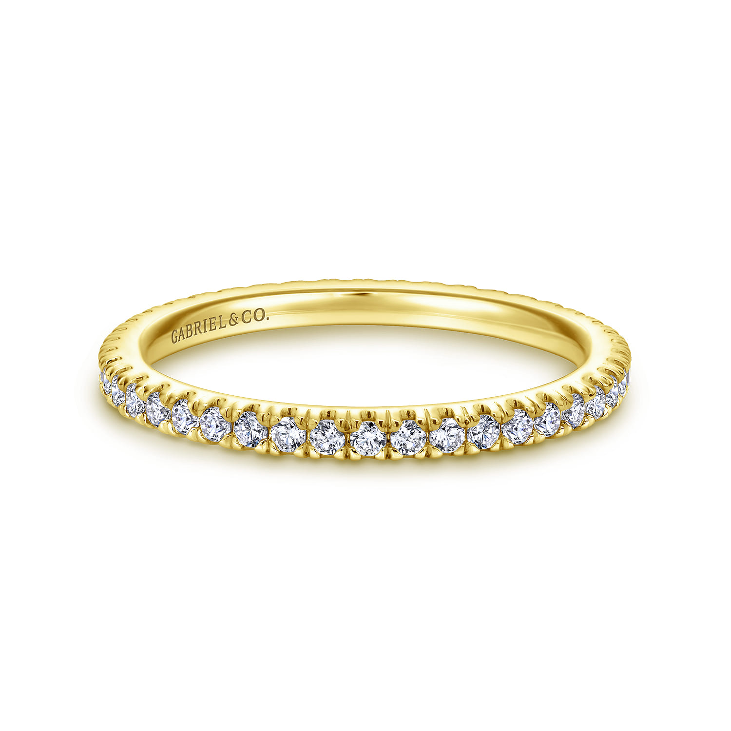 Eternity Band Wedding Ring in 14k Yellow Gold with Round Natural Diamond at Gabriel & Co. - Shot 1