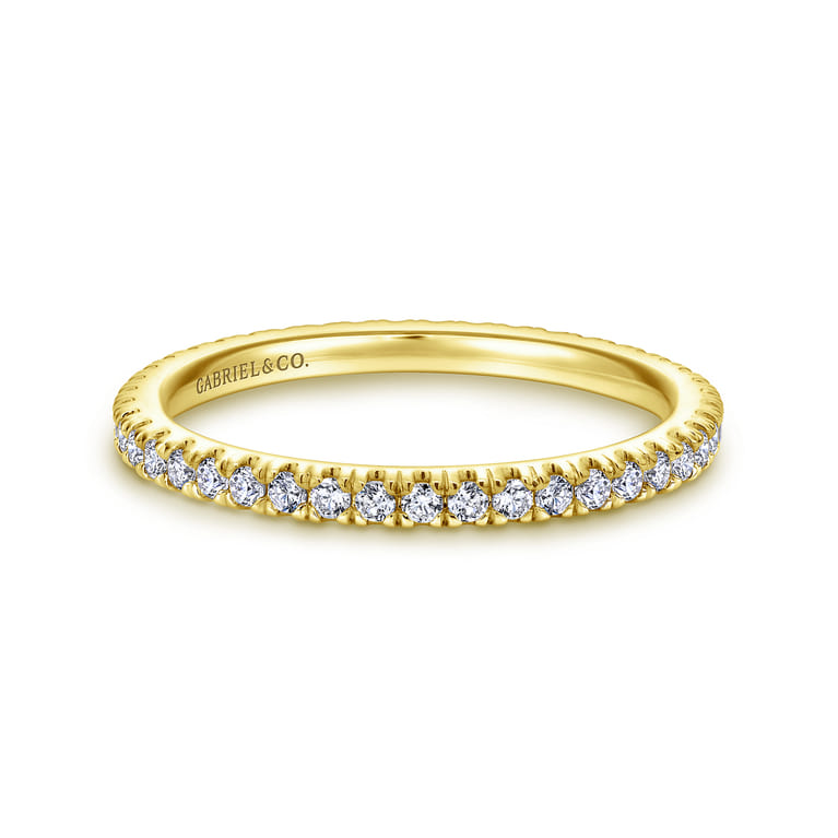Eternity Band Wedding Ring in 14k Yellow Gold with Round Natural Diamond at Gabriel & Co. - Shot 1