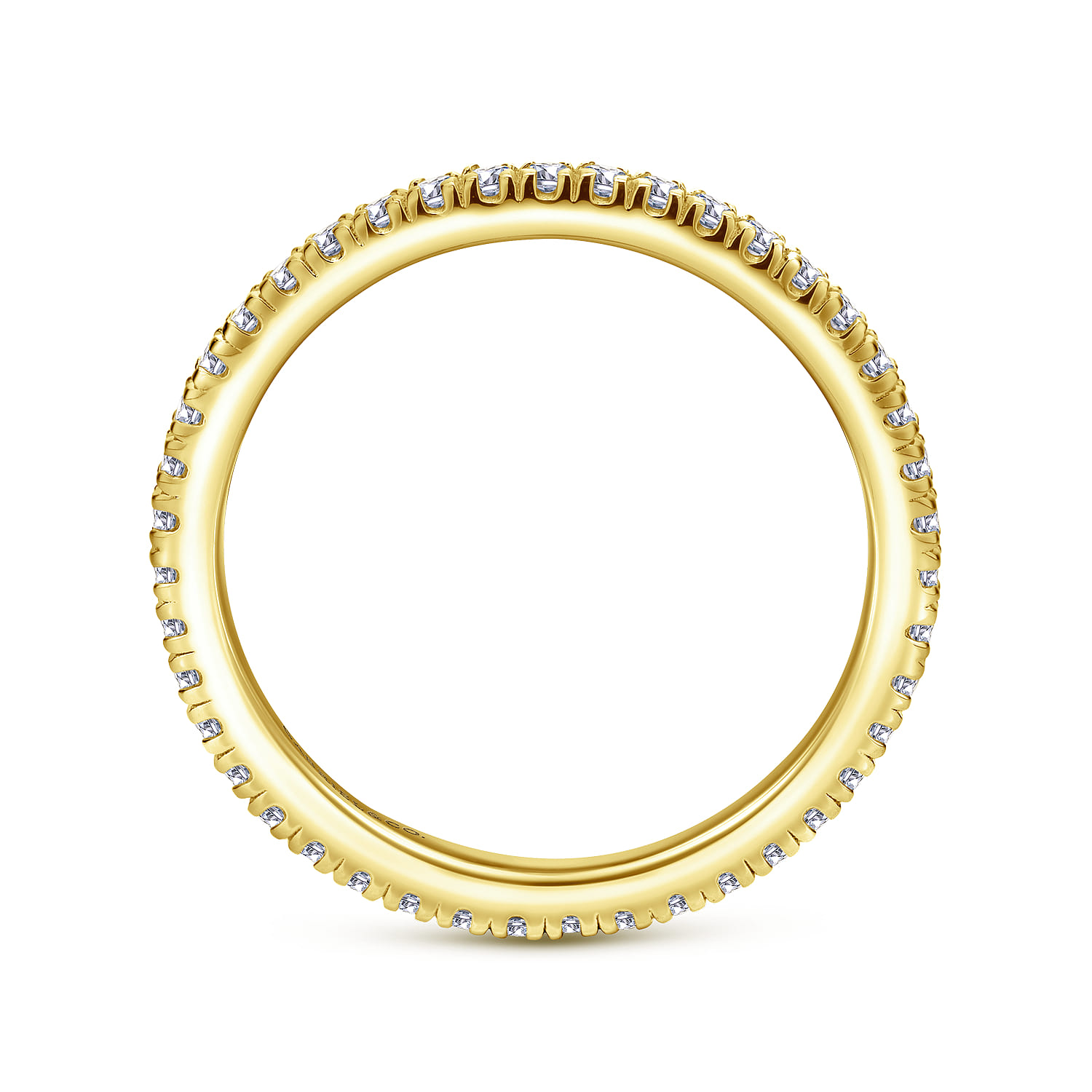 Eternity Band Wedding Ring in 14k Yellow Gold with Round Natural Diamond at Gabriel & Co. - Shot 2