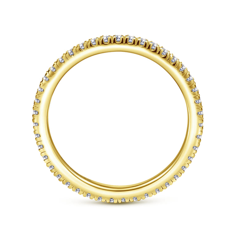 Eternity Band Wedding Ring in 14k Yellow Gold with Round Natural Diamond at Gabriel & Co. - Shot 2