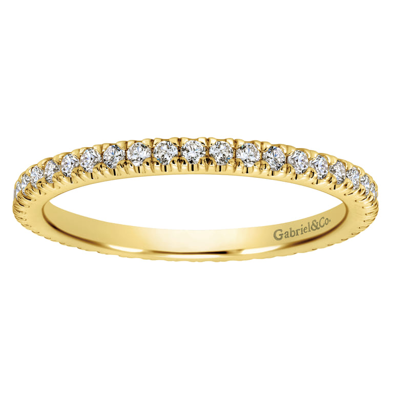Eternity Band Wedding Ring in 14k Yellow Gold with Round Natural Diamond at Gabriel & Co. - Shot 5
