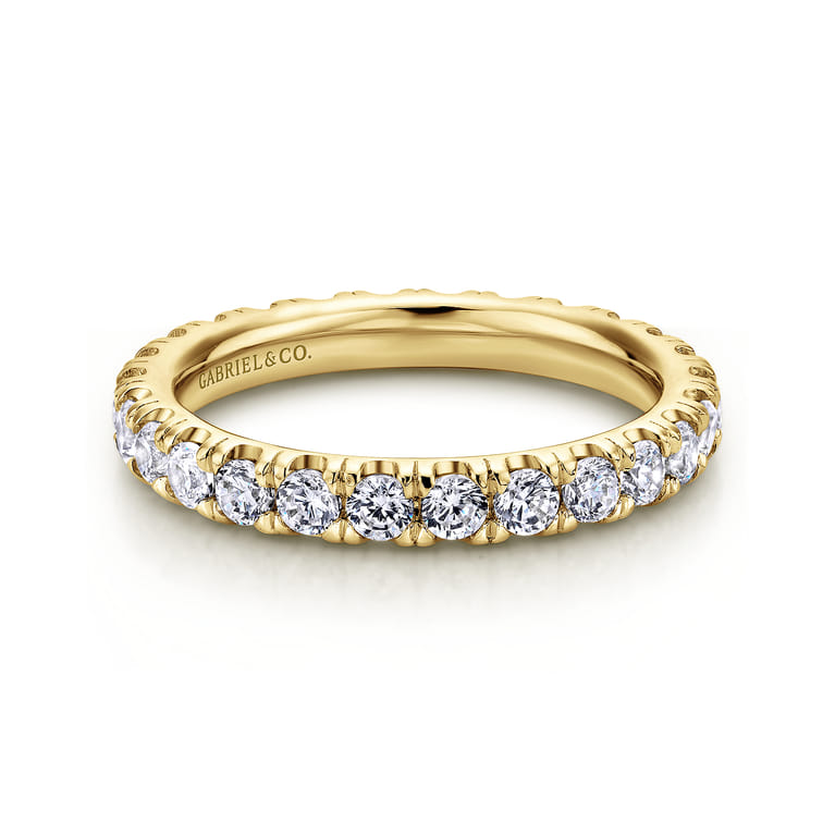 Eternity Band Wedding Ring in 14k Yellow Gold with Round Natural Diamond at Gabriel & Co. - Shot 1