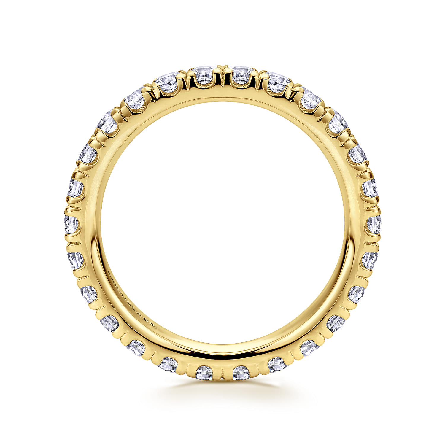 Eternity Band Wedding Ring in 14k Yellow Gold with Round Natural Diamond at Gabriel & Co. - Shot 2