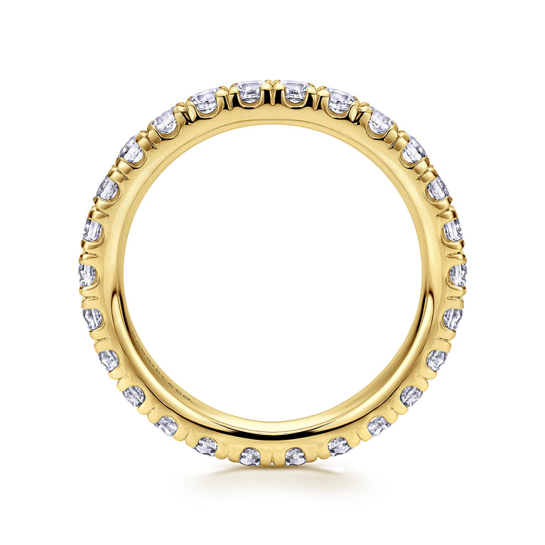 Eternity Band Wedding Ring in 14k Yellow Gold with Round Natural Diamond at Gabriel & Co. - Shot 2