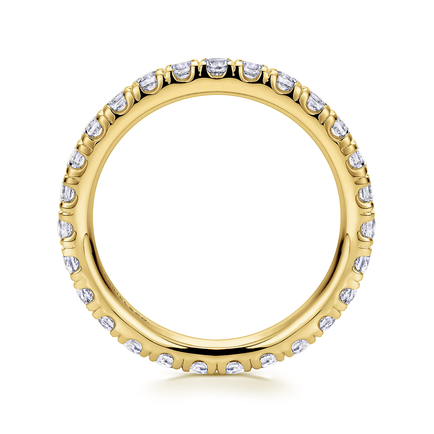 Eternity Band Wedding Ring in 14k Yellow Gold with Round Natural Diamond at Gabriel & Co. - Shot 2