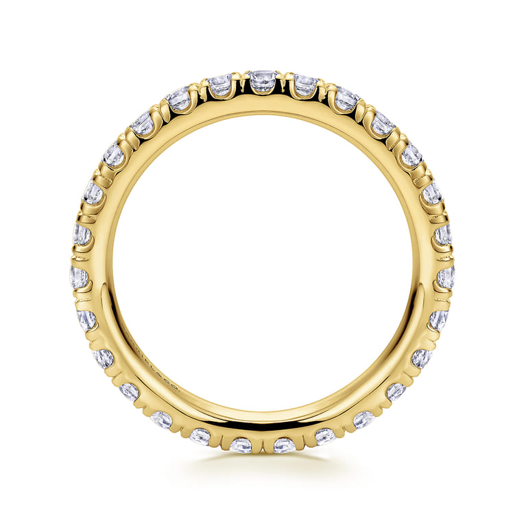 Eternity Band Wedding Ring in 14k Yellow Gold with Round Natural Diamond at Gabriel & Co. - Shot 2