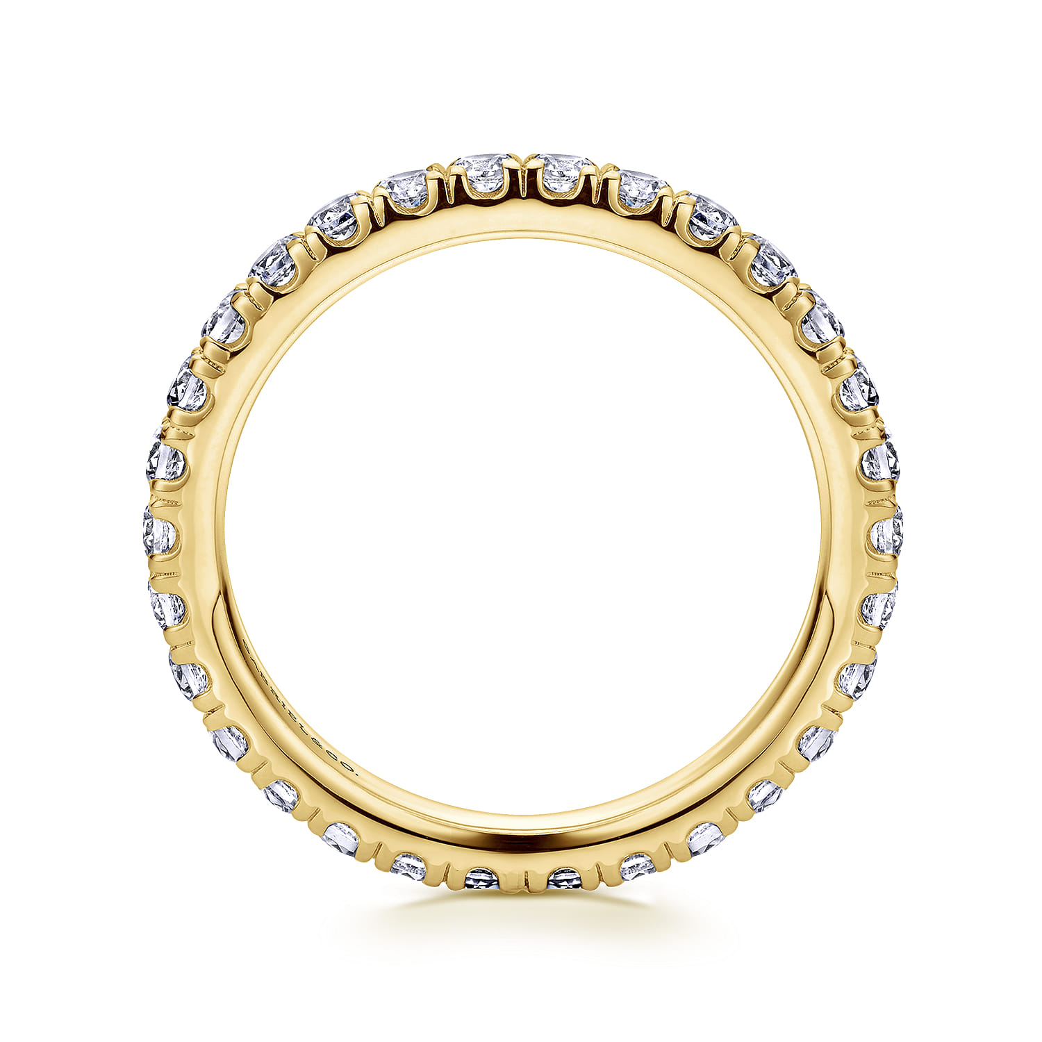 Eternity Band Wedding Ring in 14k Yellow Gold with Round Natural Diamond at Gabriel & Co. - Shot 2