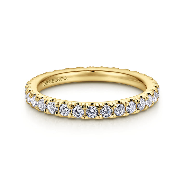 Eternity Band Wedding Ring in 14k Yellow Gold with Round Natural Diamond at Gabriel & Co. - Shot 1