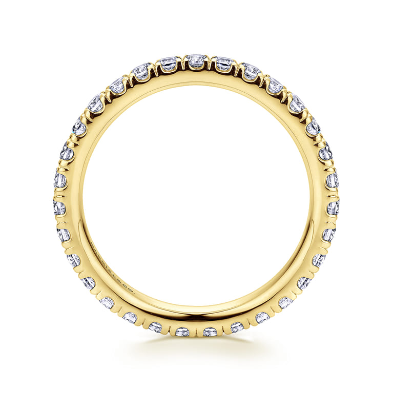 Eternity Band Wedding Ring in 14k Yellow Gold with Round Natural Diamond at Gabriel & Co. - Shot 2