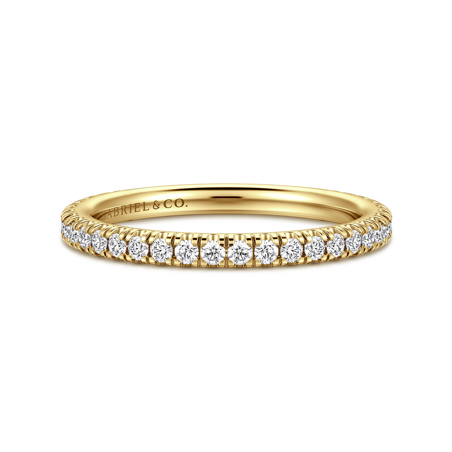 Straight Wedding Ring in 14k Yellow Gold with Round Natural Diamond at Gabriel & Co. - Shot 1