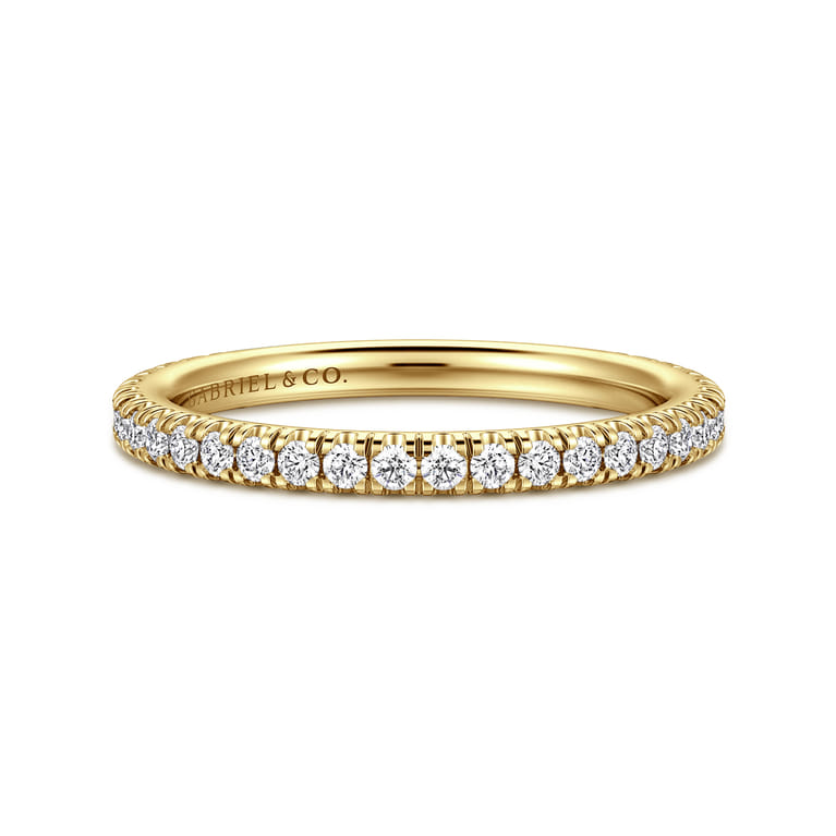 Straight Wedding Ring in 14k Yellow Gold with Round Natural Diamond at Gabriel & Co. - Shot 1