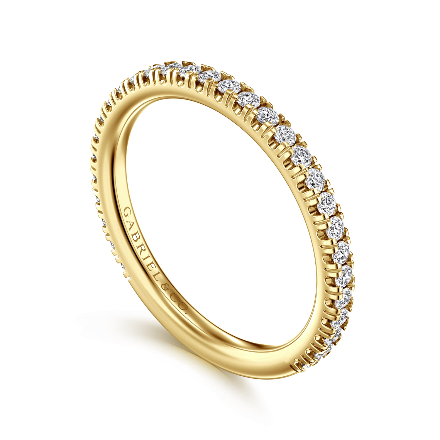Straight Wedding Ring in 14k Yellow Gold with Round Natural Diamond at Gabriel & Co. - Shot 3