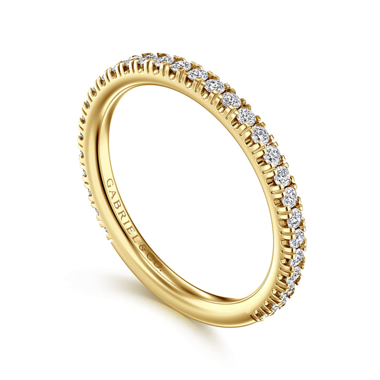 Straight Wedding Ring in 14k Yellow Gold with Round Natural Diamond at Gabriel & Co. - Shot 3