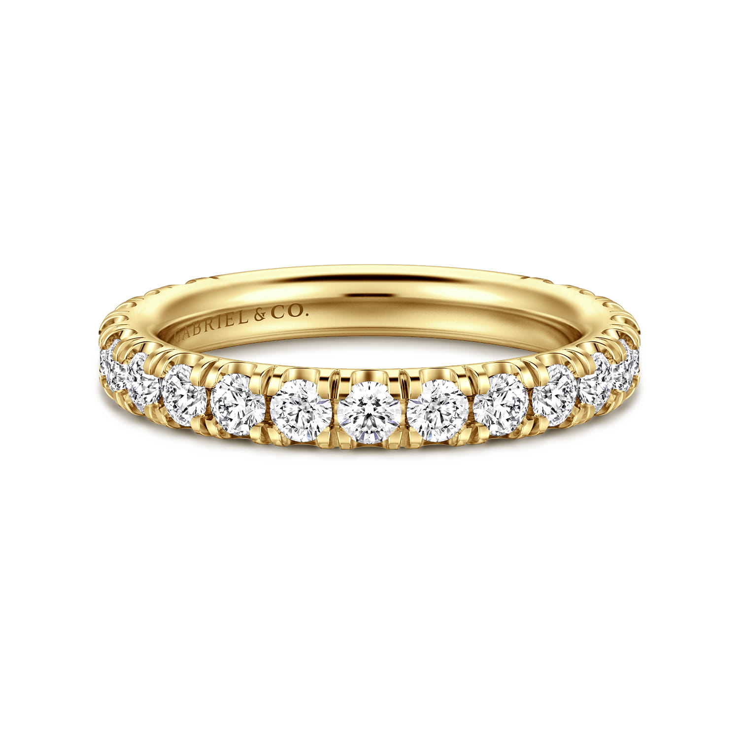 Straight Wedding Ring in 14k Yellow Gold with Round Natural Diamond at Gabriel & Co. - Shot 1