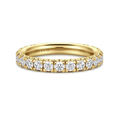Avignon - 14K Yellow Gold French Pave Diamond Wedding Band