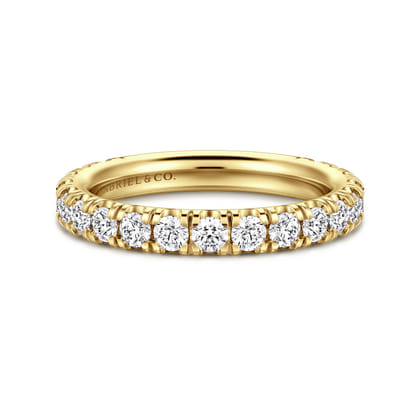 Avignon - 14K Yellow Gold French Pave Diamond Wedding Band