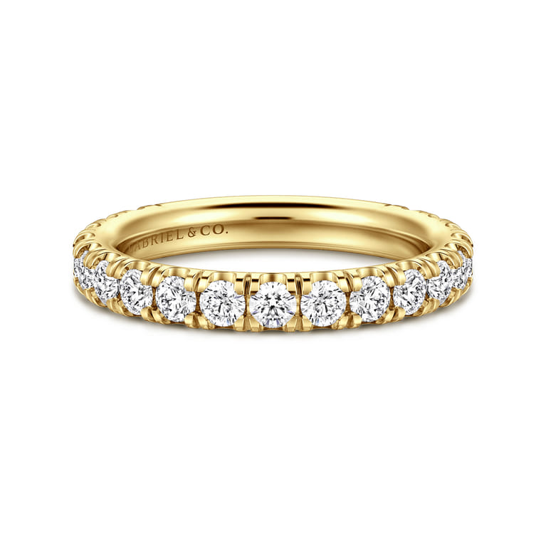 Straight Wedding Ring in 14k Yellow Gold with Round Natural Diamond at Gabriel & Co. - Shot 1