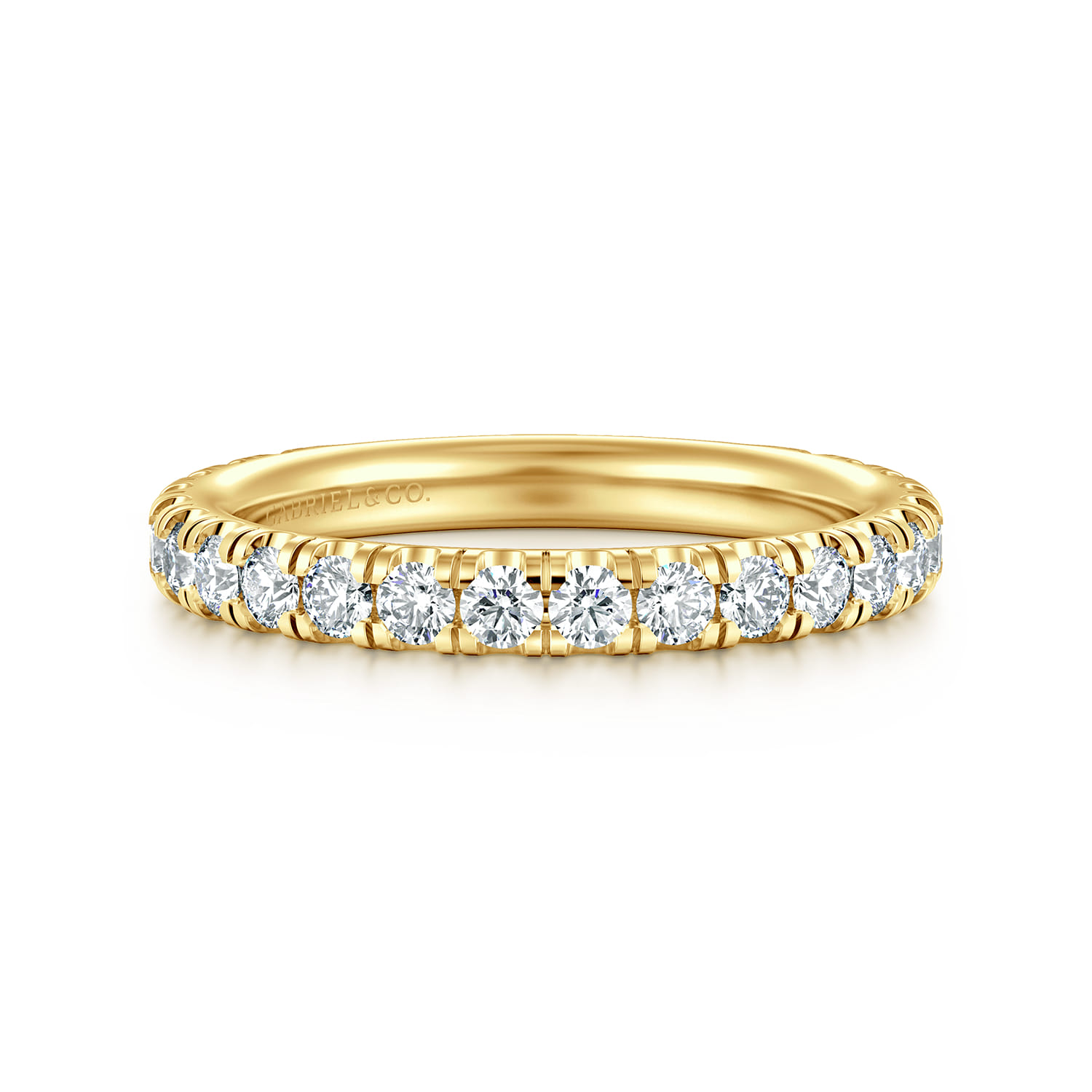 Straight Wedding Ring in 14k Yellow Gold with Round Natural Diamond at Gabriel & Co. - Shot 1