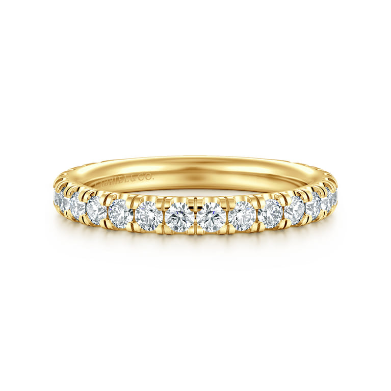 Straight Wedding Ring in 14k Yellow Gold with Round Natural Diamond at Gabriel & Co. - Shot 1