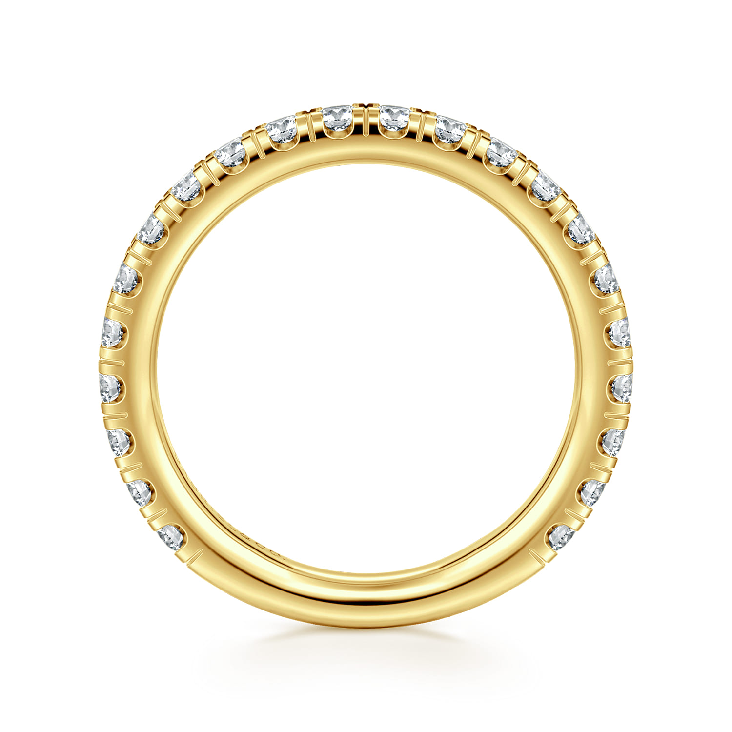 Straight Wedding Ring in 14k Yellow Gold with Round Natural Diamond at Gabriel & Co. - Shot 2