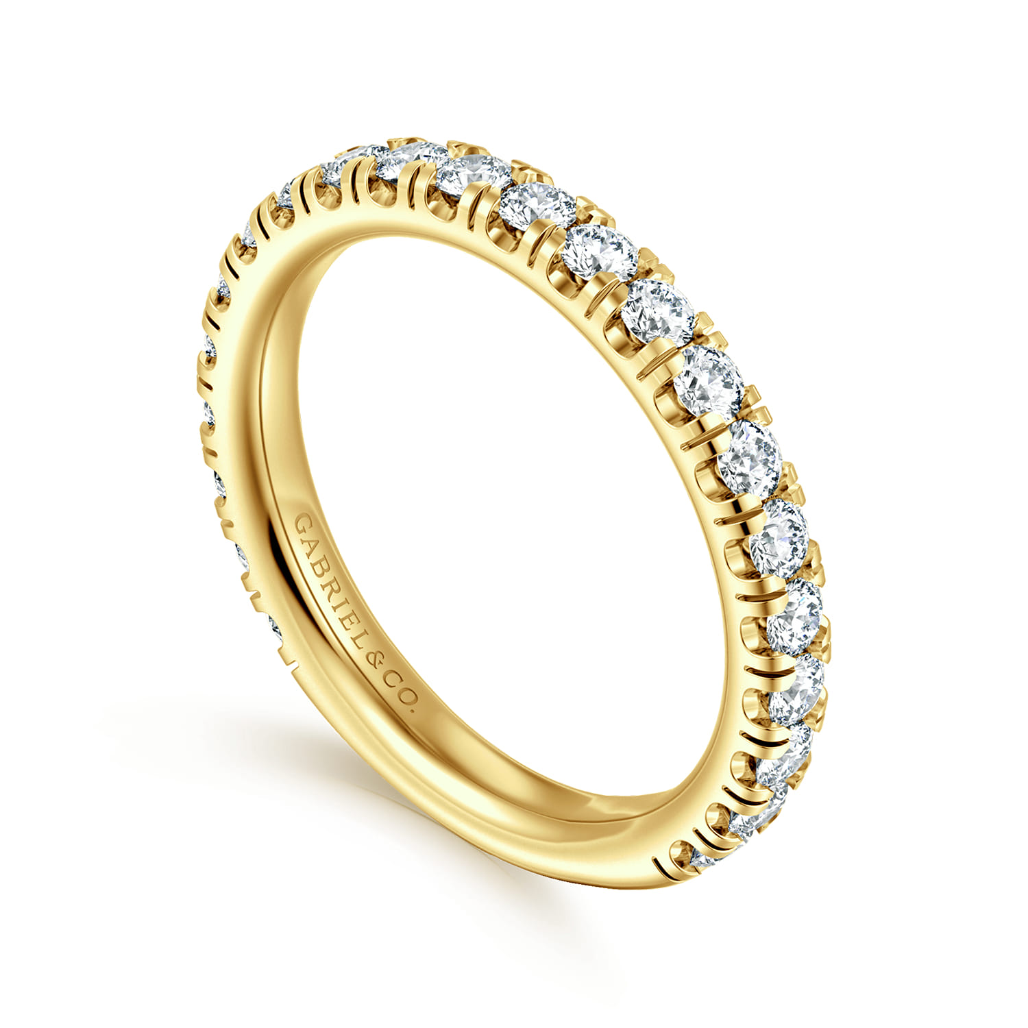 Straight Wedding Ring in 14k Yellow Gold with Round Natural Diamond at Gabriel & Co. - Shot 3