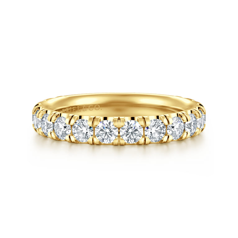 Straight Wedding Ring in 14k Yellow Gold with Round Natural Diamond at Gabriel & Co. - Shot 1
