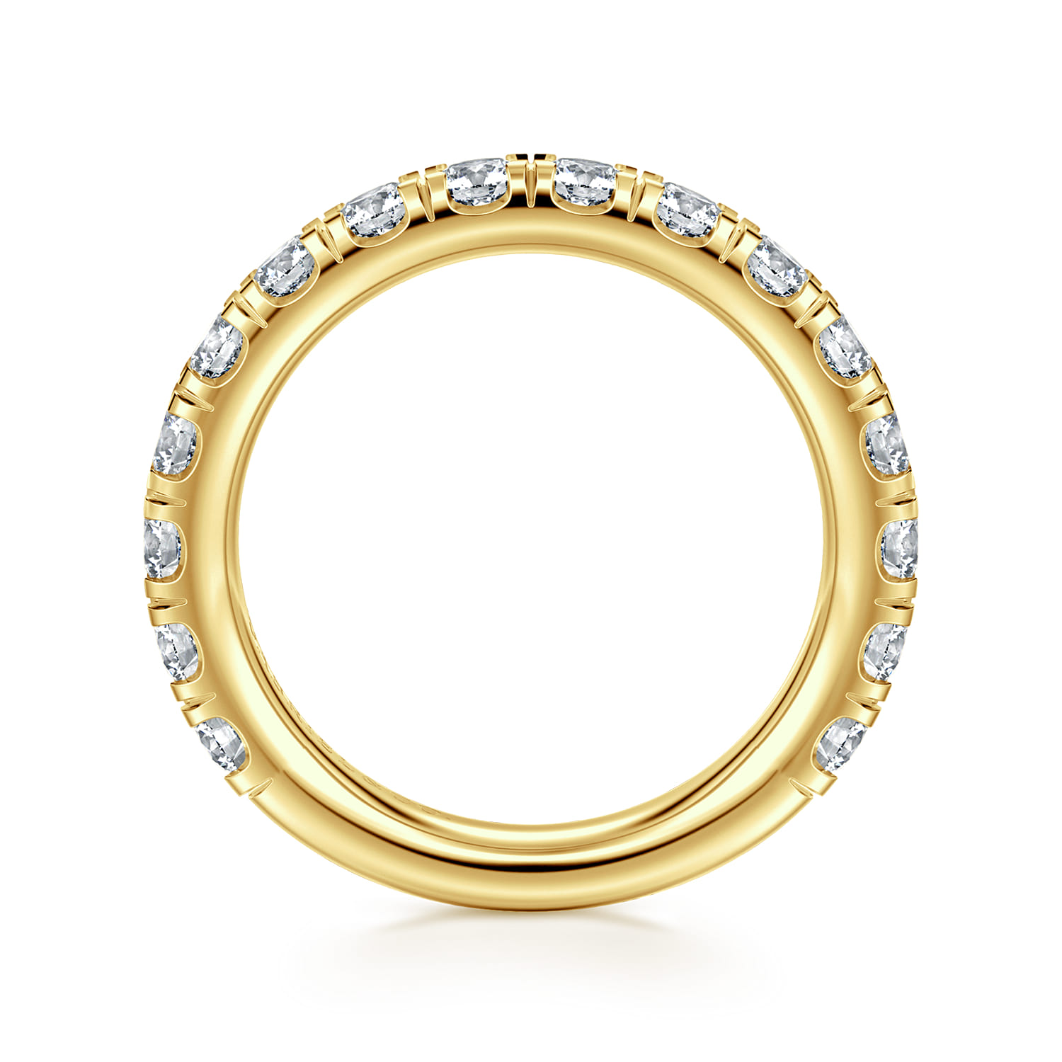Straight Wedding Ring in 14k Yellow Gold with Round Natural Diamond at Gabriel & Co. - Shot 2