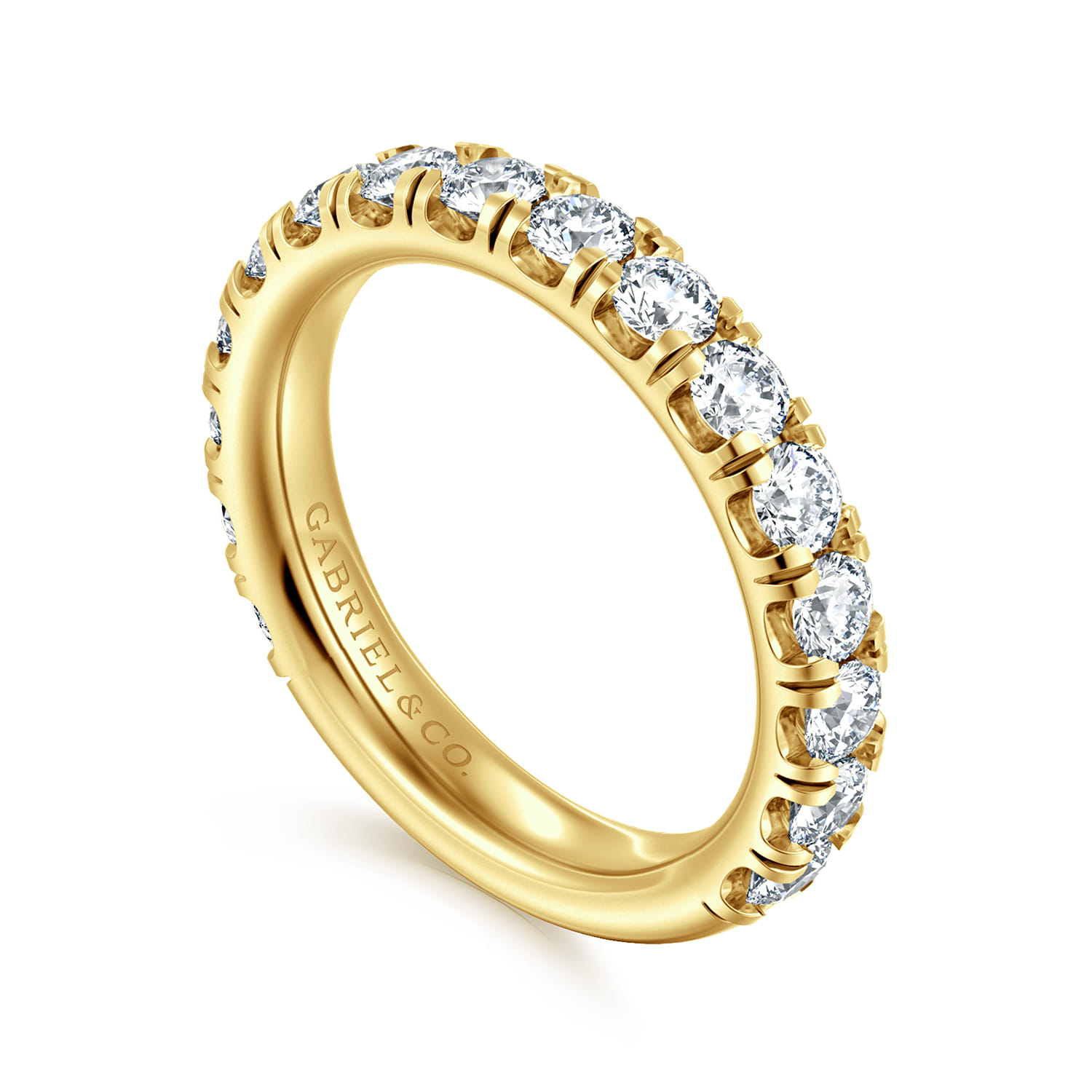 Straight Wedding Ring in 14k Yellow Gold with Round Natural Diamond at Gabriel & Co. - Shot 3