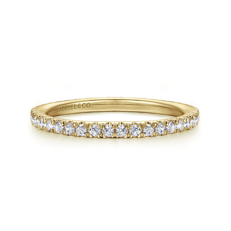 Eternity Band Wedding Ring in 14k Yellow Gold with Round Natural Diamond at Gabriel & Co. - Shot 1
