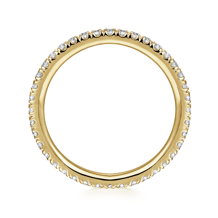 Eternity Band Wedding Ring in 14k Yellow Gold with Round Natural Diamond at Gabriel & Co. - Shot 2