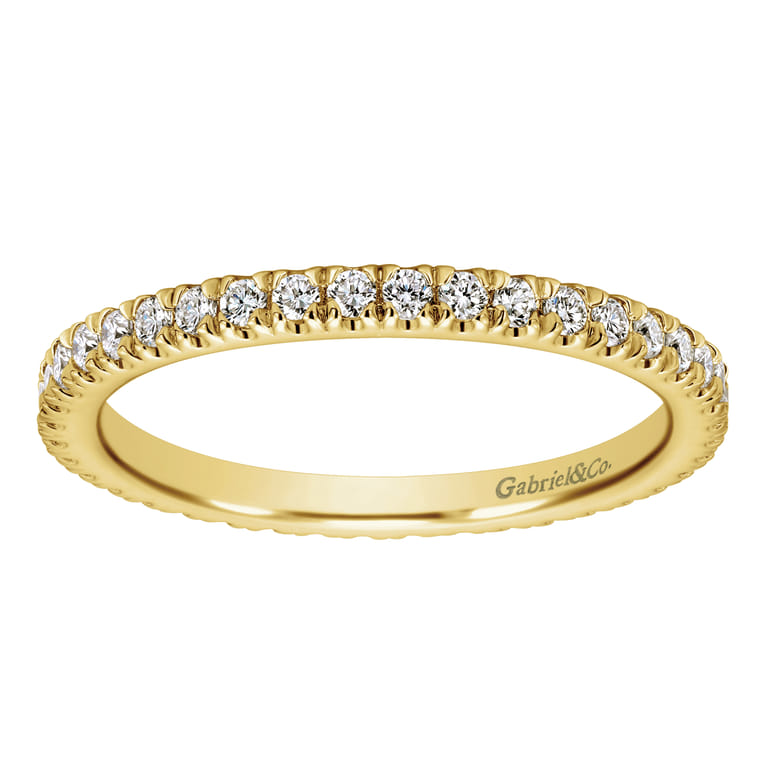 Eternity Band Wedding Ring in 14k Yellow Gold with Round Natural Diamond at Gabriel & Co. - Shot 5
