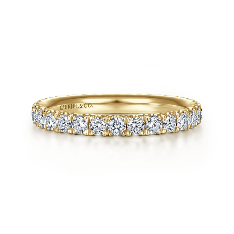 Eternity Band Wedding Ring in 14k Yellow Gold with Round Natural Diamond at Gabriel & Co. - Shot 1