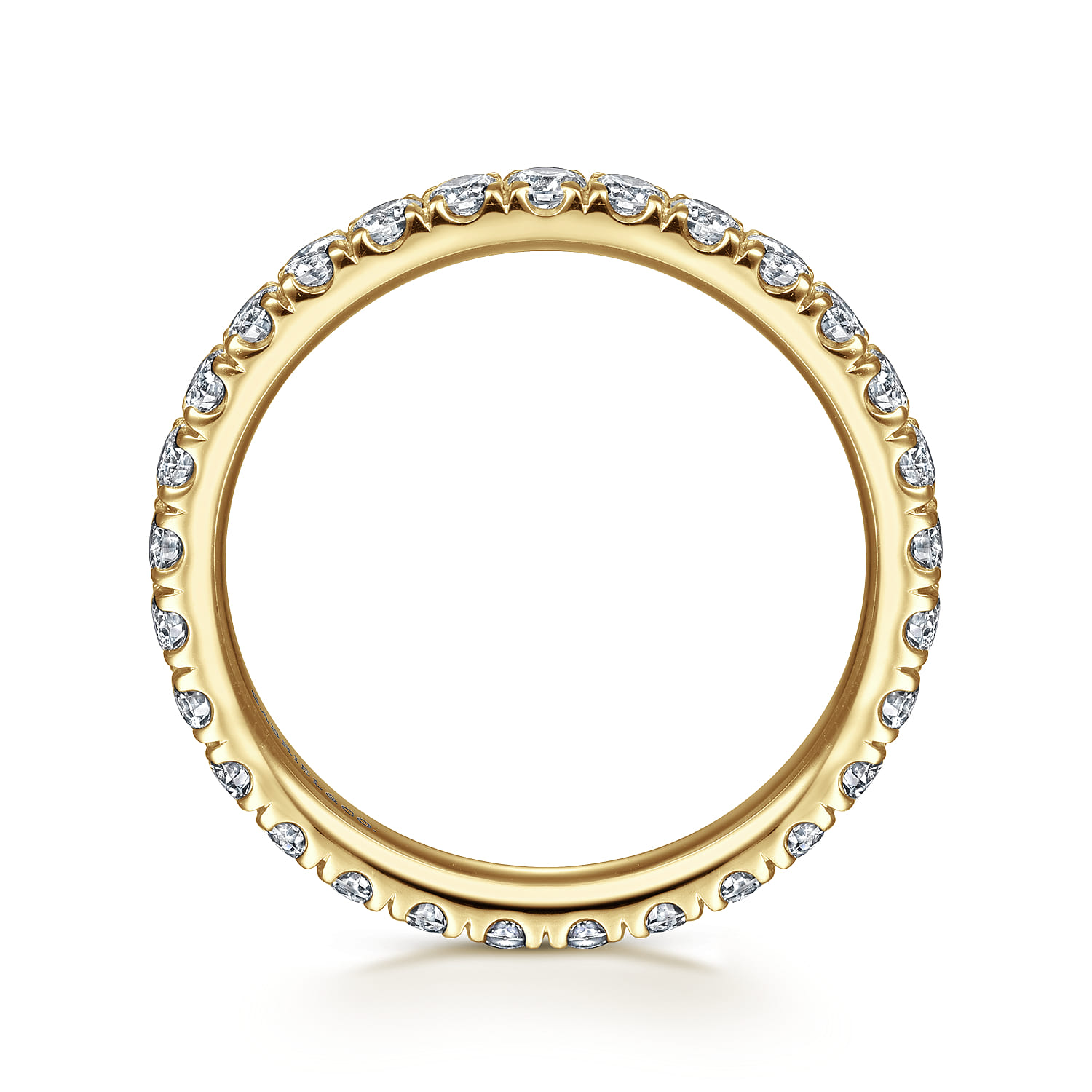 Eternity Band Wedding Ring in 14k Yellow Gold with Round Natural Diamond at Gabriel & Co. - Shot 2