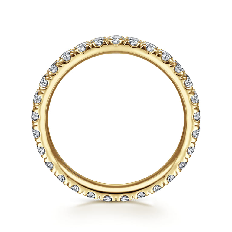 Eternity Band Wedding Ring in 14k Yellow Gold with Round Natural Diamond at Gabriel & Co. - Shot 2